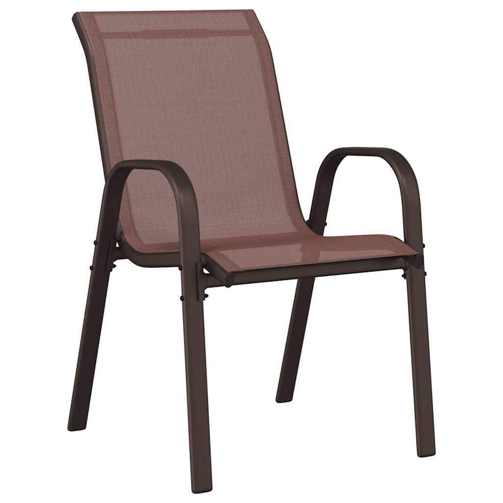 Stackable Garden Chairs 2 pcs Brown Textilene Fabric